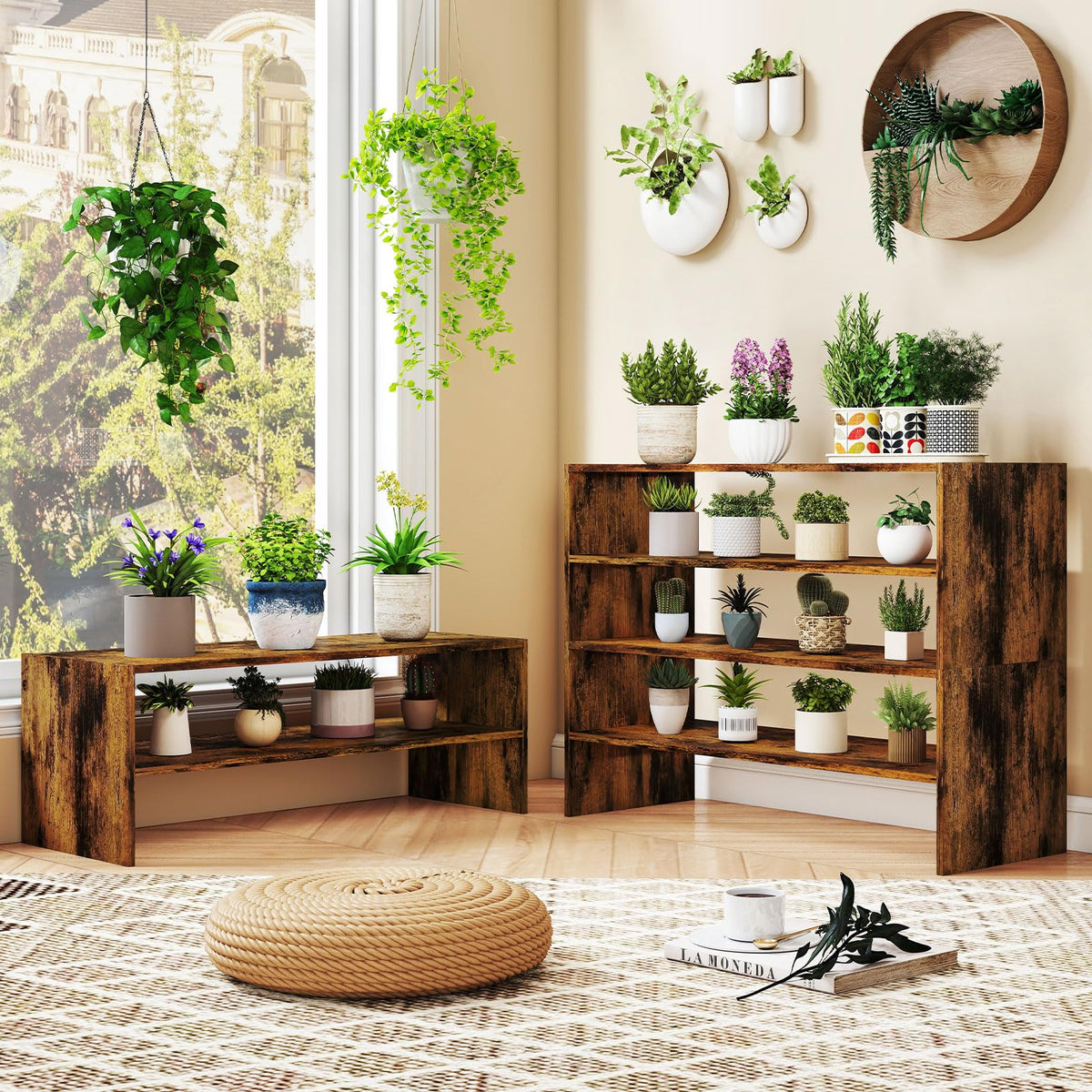 Tangkula 6-Tier Stackble Vertical Shoe Rack, Space Saving Wooden Corner Shoe Storage Shelf for 18