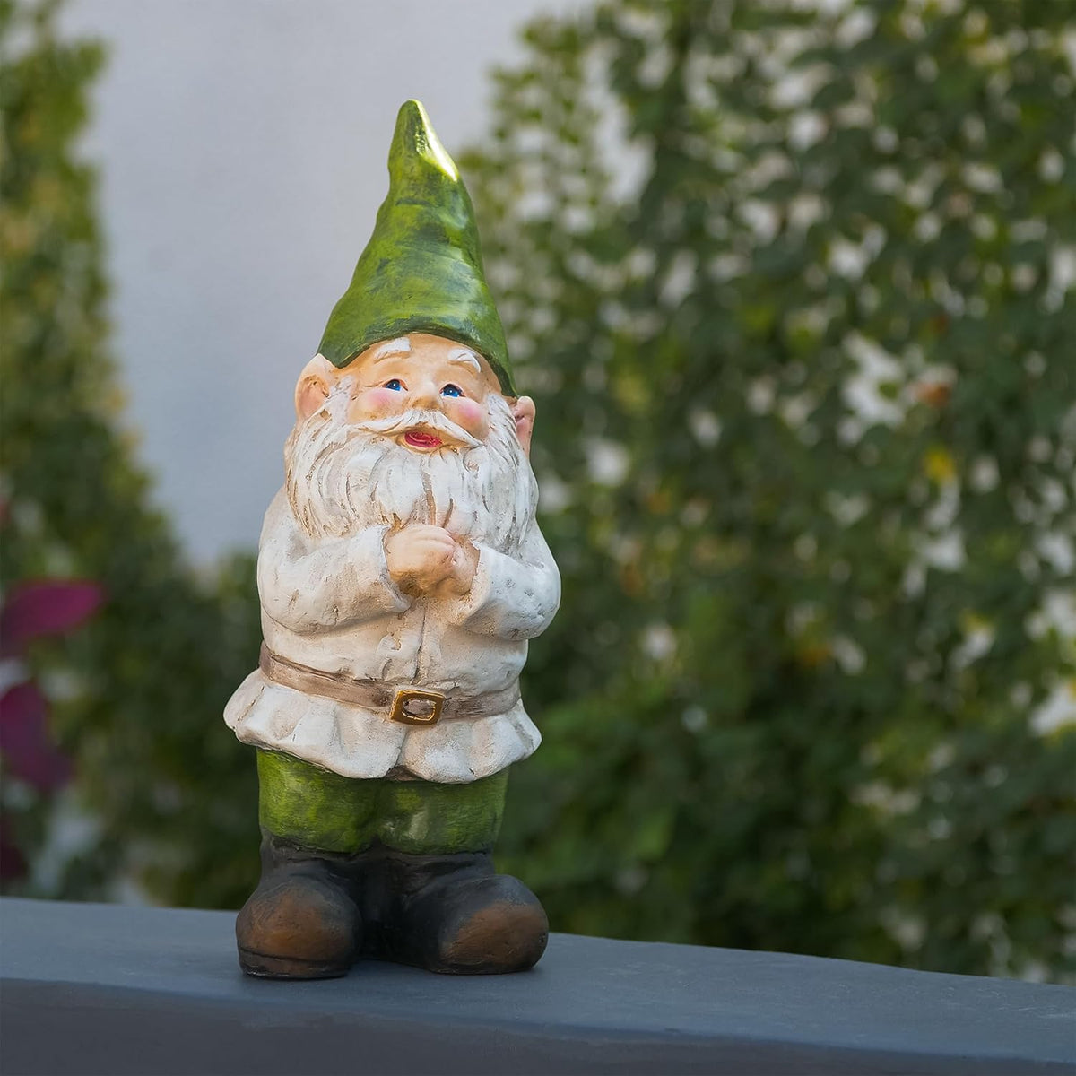 Alpine Corporation - 12" Tall Outdoor Garden Gnome Yard Statue Decoration – Playful Resin Gnome