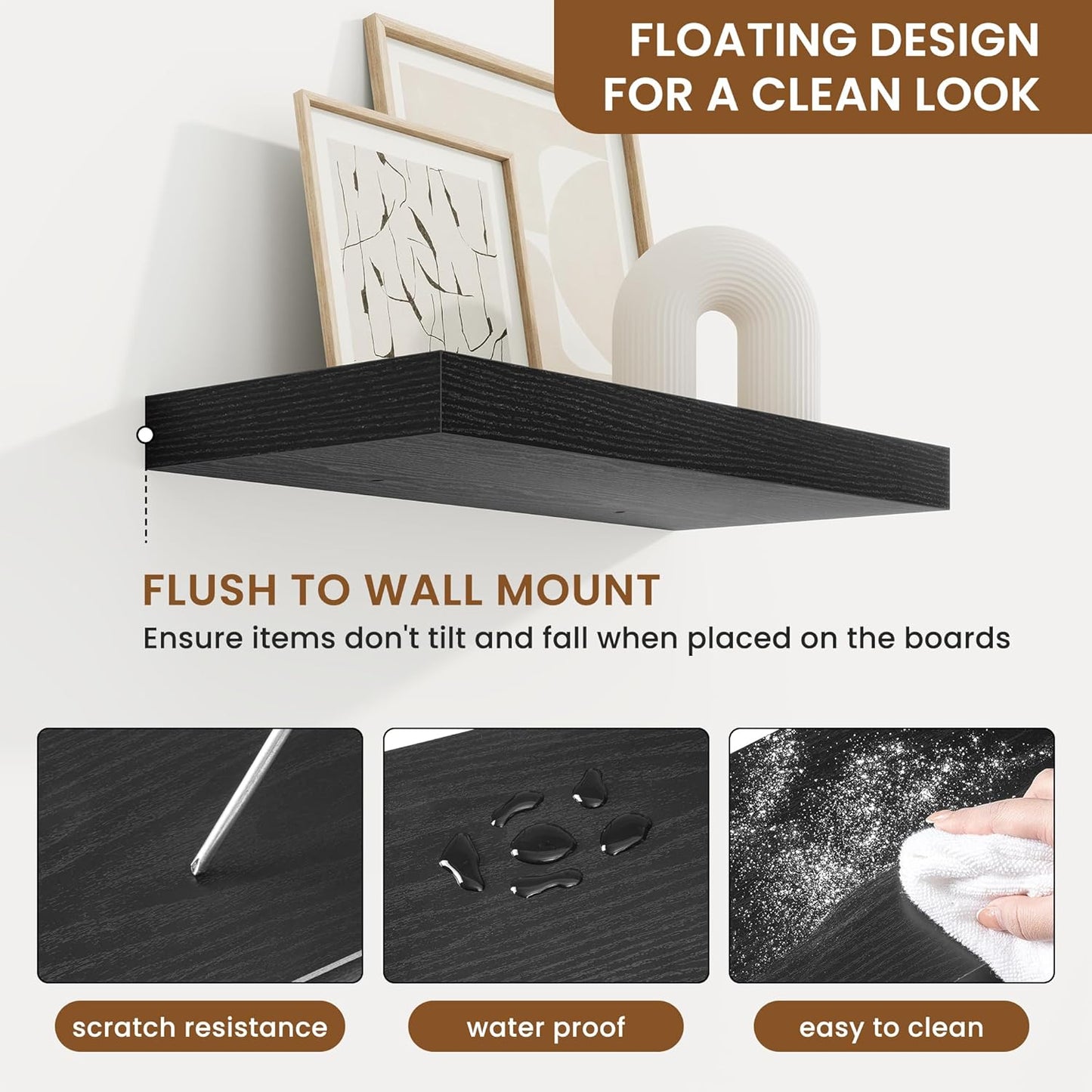 fuqing Floating Shelves for Wall, Bathroom Shelf Wall Mounted for Storage, Shelves with Invisible