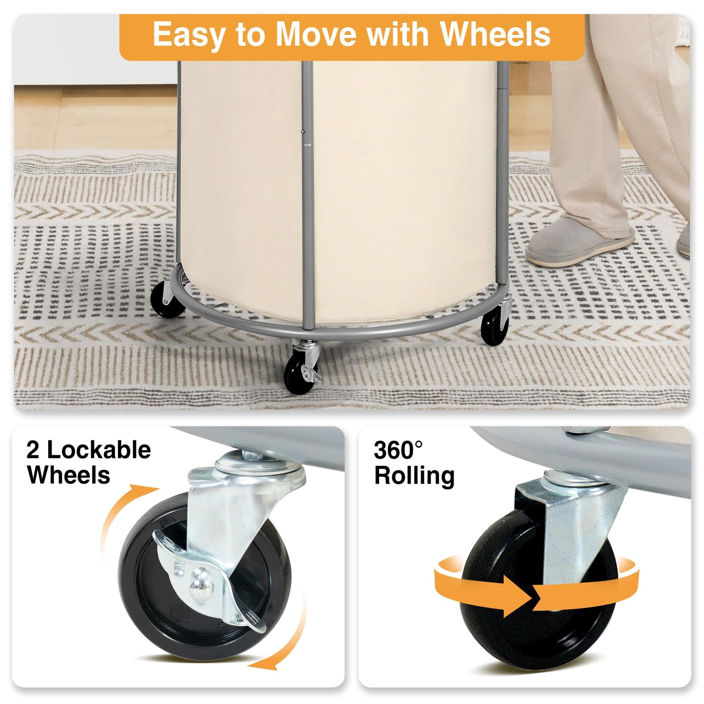 STO STO Rolling Laundry Hamper with Wheels – 185L (48 Gallon) Extra Large Industrial Clothes