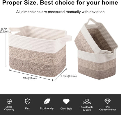 OIAHOMY Storage Basket, Woven Baskets for Storage, Cotton Rope Basket for toys,Towel Baskets for