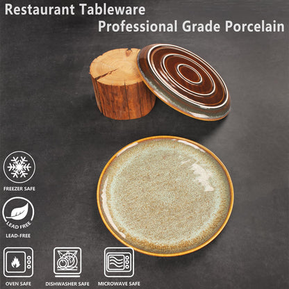 Ceramic Dinner Plates Dish Set,Set of 4,for Lunch snacks -Microwave Oven & Dishwasher Safe,Scratch