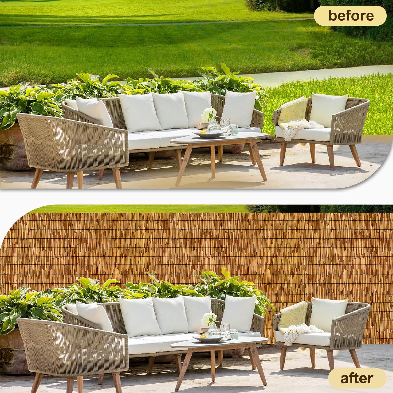 Bamboo Fencing–Handwoven,Bamboo Wall Panel Outdoor Privacy Reed Screening for