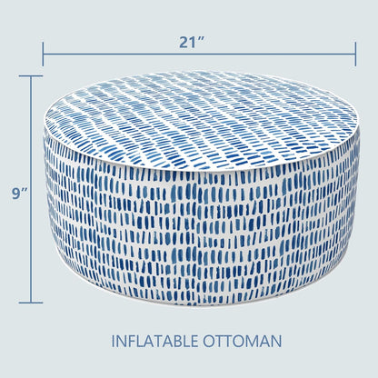 LVTXIII Outdoor Inflatable Ottoman Stool, Patio Water Repellent Footrest Stool with Handle