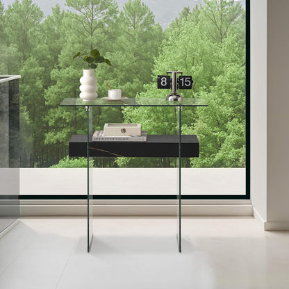 ivinta Glass Console Table with Storage, 31.5'' Modern Narrow Sofa Table for Small Space with