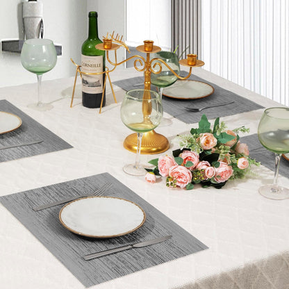 Leetaltree Grey Placemats, Heat Resistant Non-Slip Place mats for Dining Table, Washable Durable