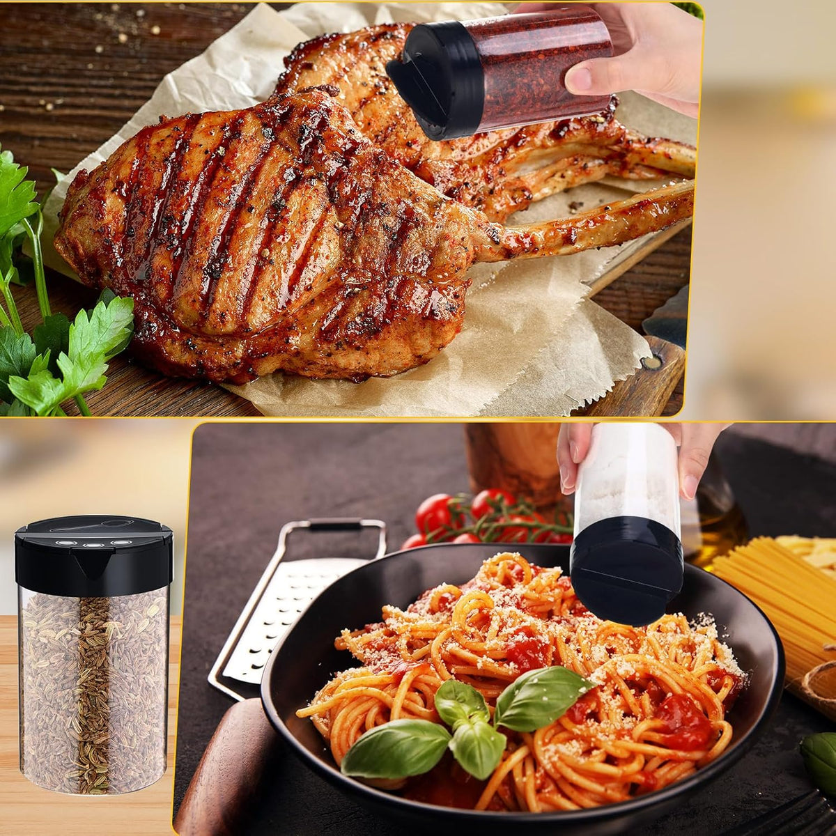 30 Pack 8.4 oz Plastic Spice Jars with Black Cap Empty Clear Plastic Spice Bottle Containers