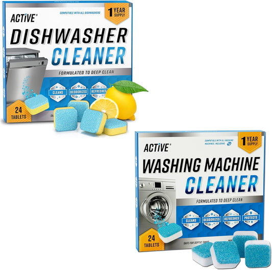 ACTIVE Washing Machine And Dishwasher Cleaning Tablets Bundle - Includes 12 Month Supply Dishwasher
