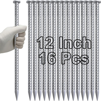 VVOKGO 12 Inch Rebar Stakes Metal Asphalt Anchoring Spikes Ground (16pcs), 1/2 Inch Diameter