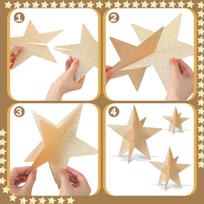 45 Pcs 3D Star Centerpieces Movie Night Decorations for Table in 3 Sizes Hanging Supplies for Red