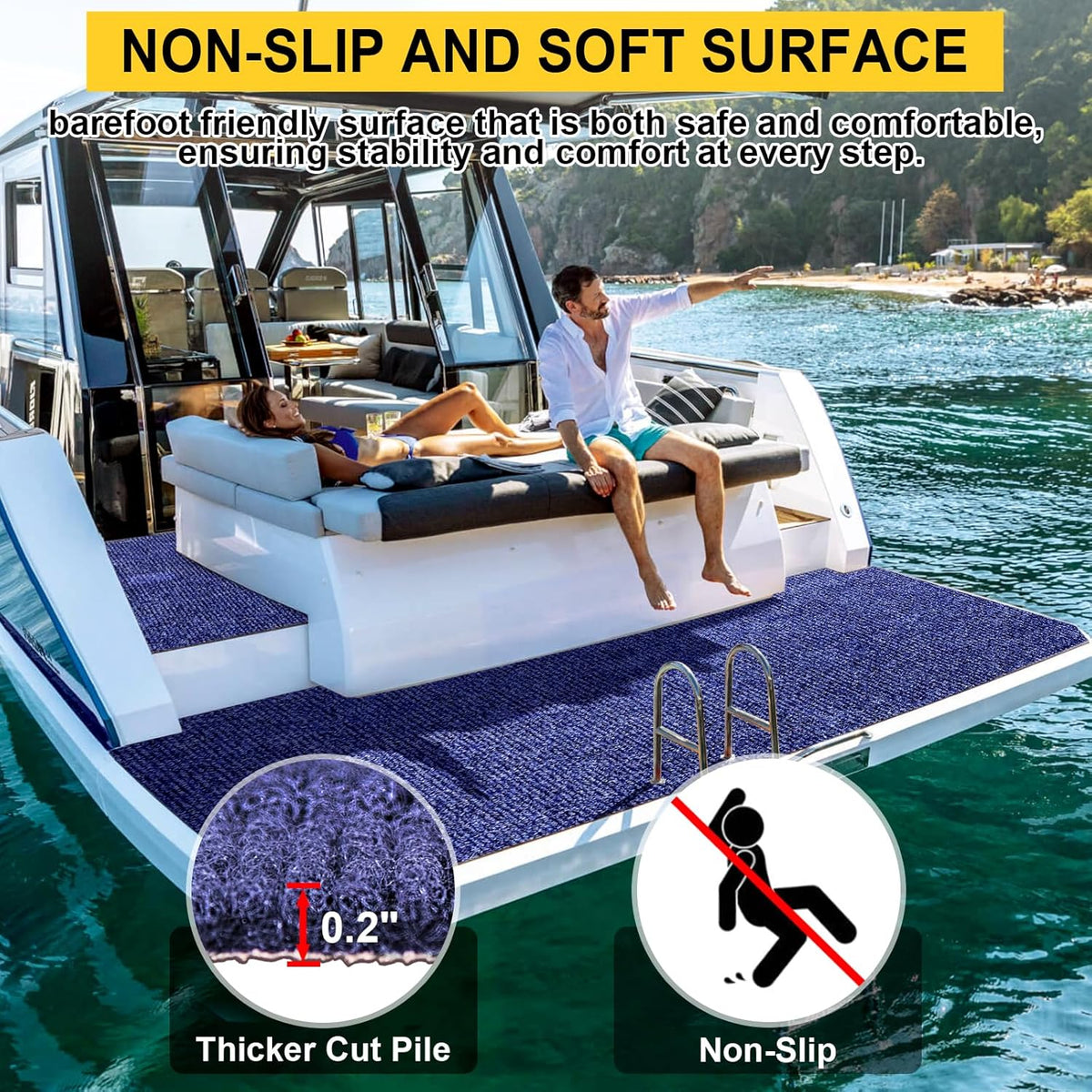 Marine Carpet,6 FT x 18 FT Deep Blue Indoor Outdoor Carpet 0.2" Thick Boat Carpet with Water-Proof