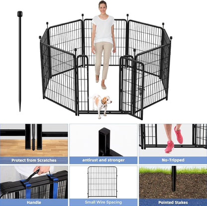 ADAVIN Tall Garden Fence, 48 in(H) 10 Panels Heavy Duty Iron Metal Animal Barrier Fence, Indoor or