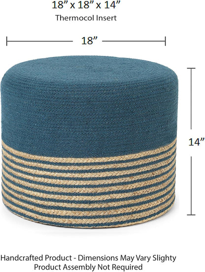 REDEARTH · Cylindrical Pouf Foot Stool Ottoman - Jute Braided Pouffe Poof Accent Sitting Footrest