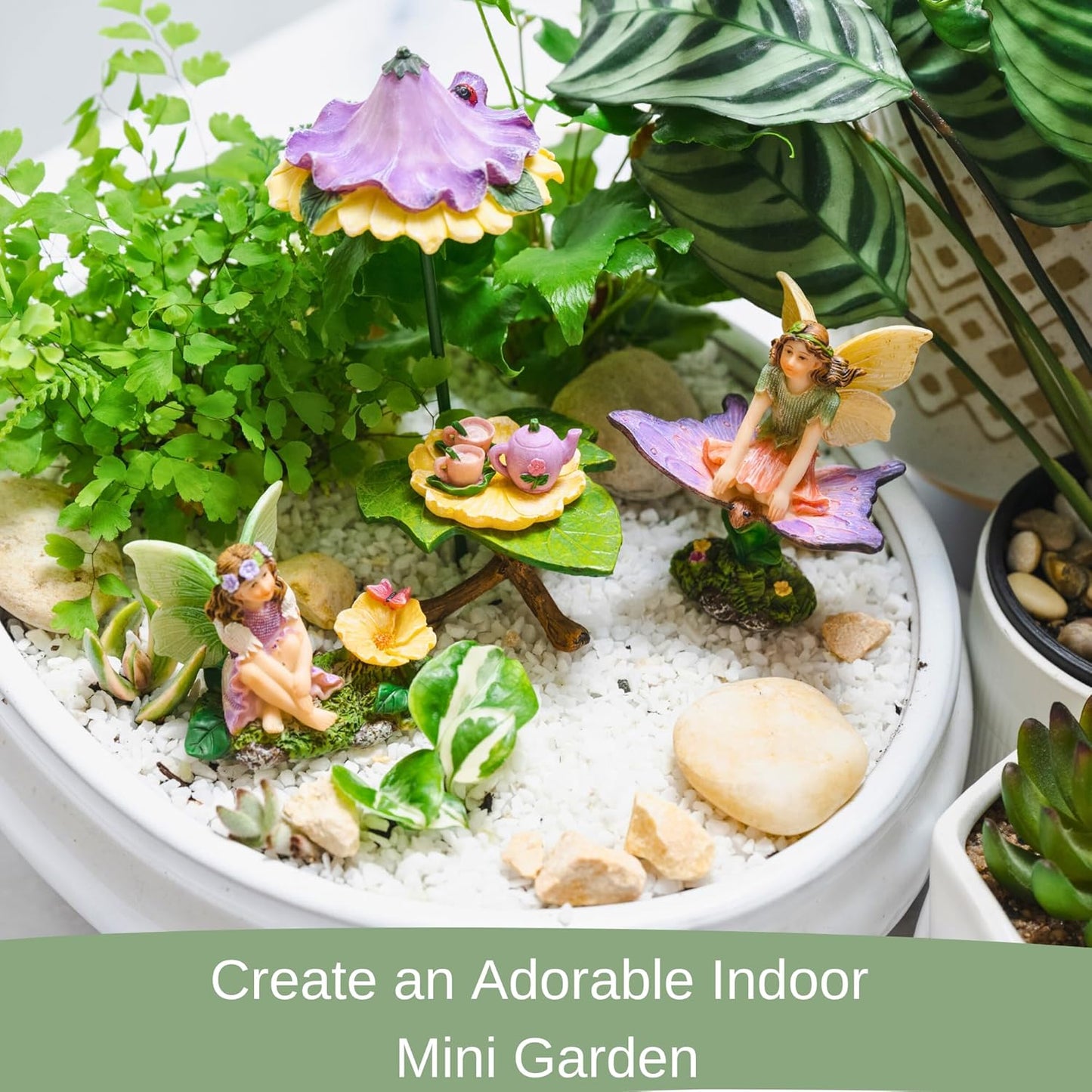 PRETMANNS Fairy Garden Accessories - Adorable Fairies for Gardens, Cute Miniatures with Furniture