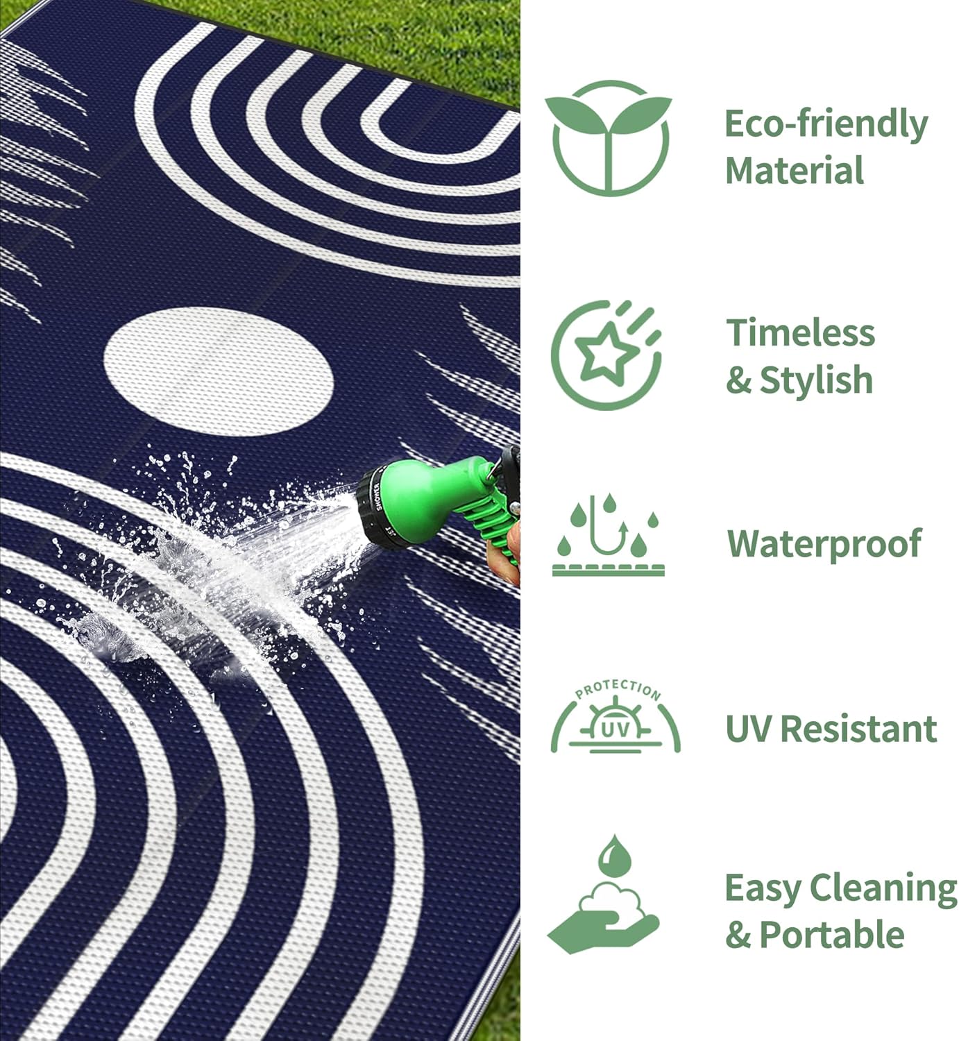GENIMO Outdoor Rug 6' x 9' Waterproof for Patio Clearance, Reversible Lightweight Plastic Straw