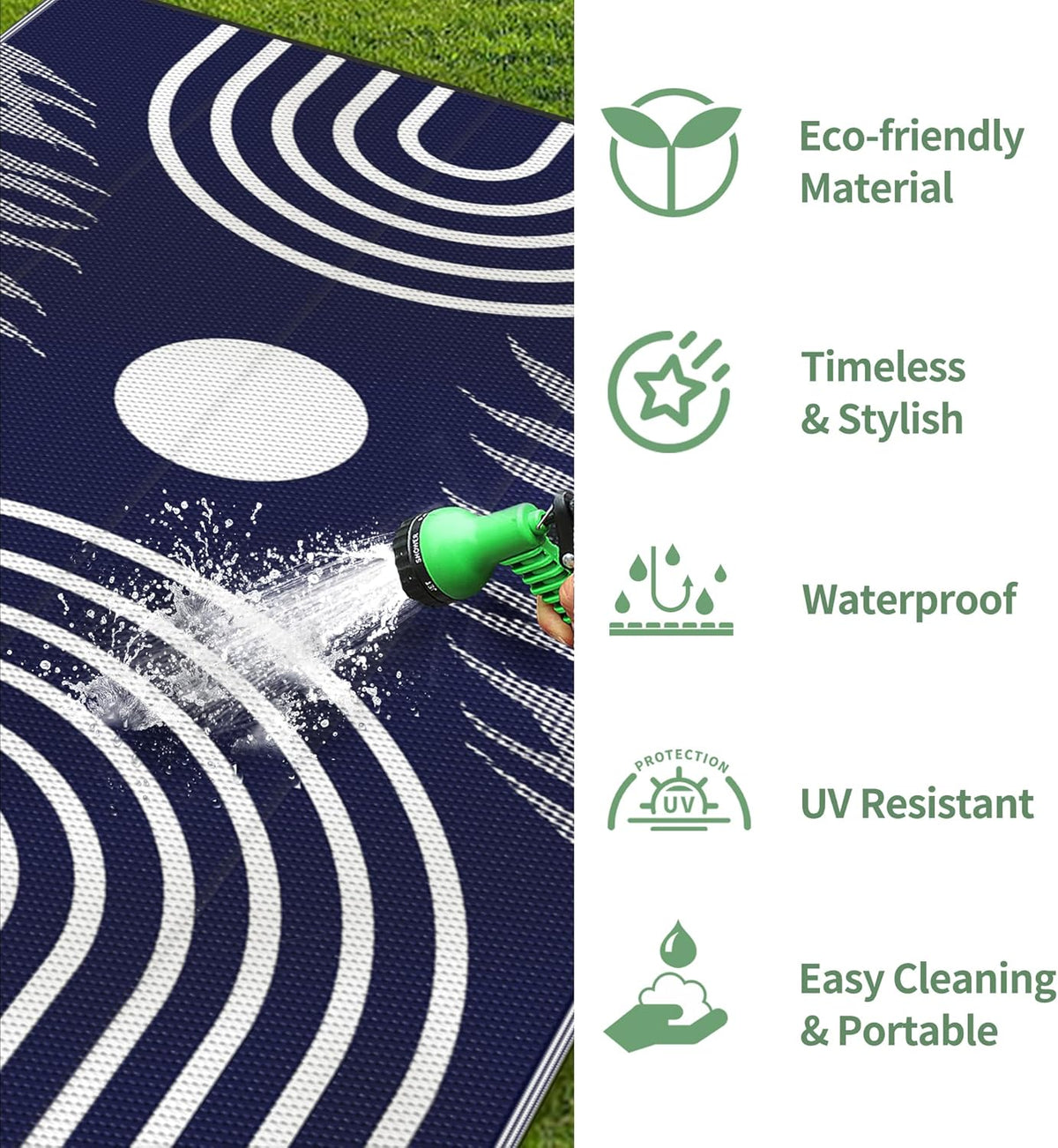 GENIMO Outdoor Rug 6' x 9' Waterproof for Patio Clearance, Reversible Lightweight Plastic Straw