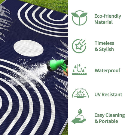 GENIMO Outdoor Rug 6' x 9' Waterproof for Patio Clearance, Reversible Lightweight Plastic Straw