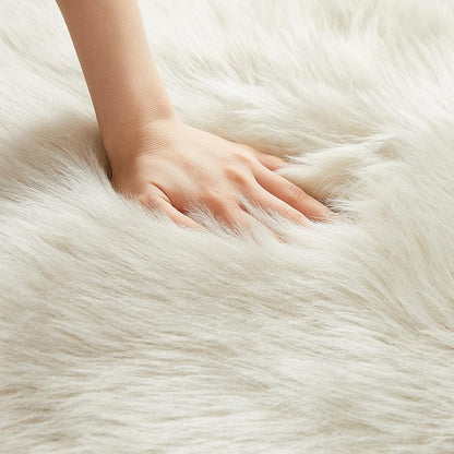 AMTOVO Faux Fur Rug, Light Grey Ultra Soft Fluffy Shag Sheepskin Rug, 2 x 6 ft Runner Area Rugs for