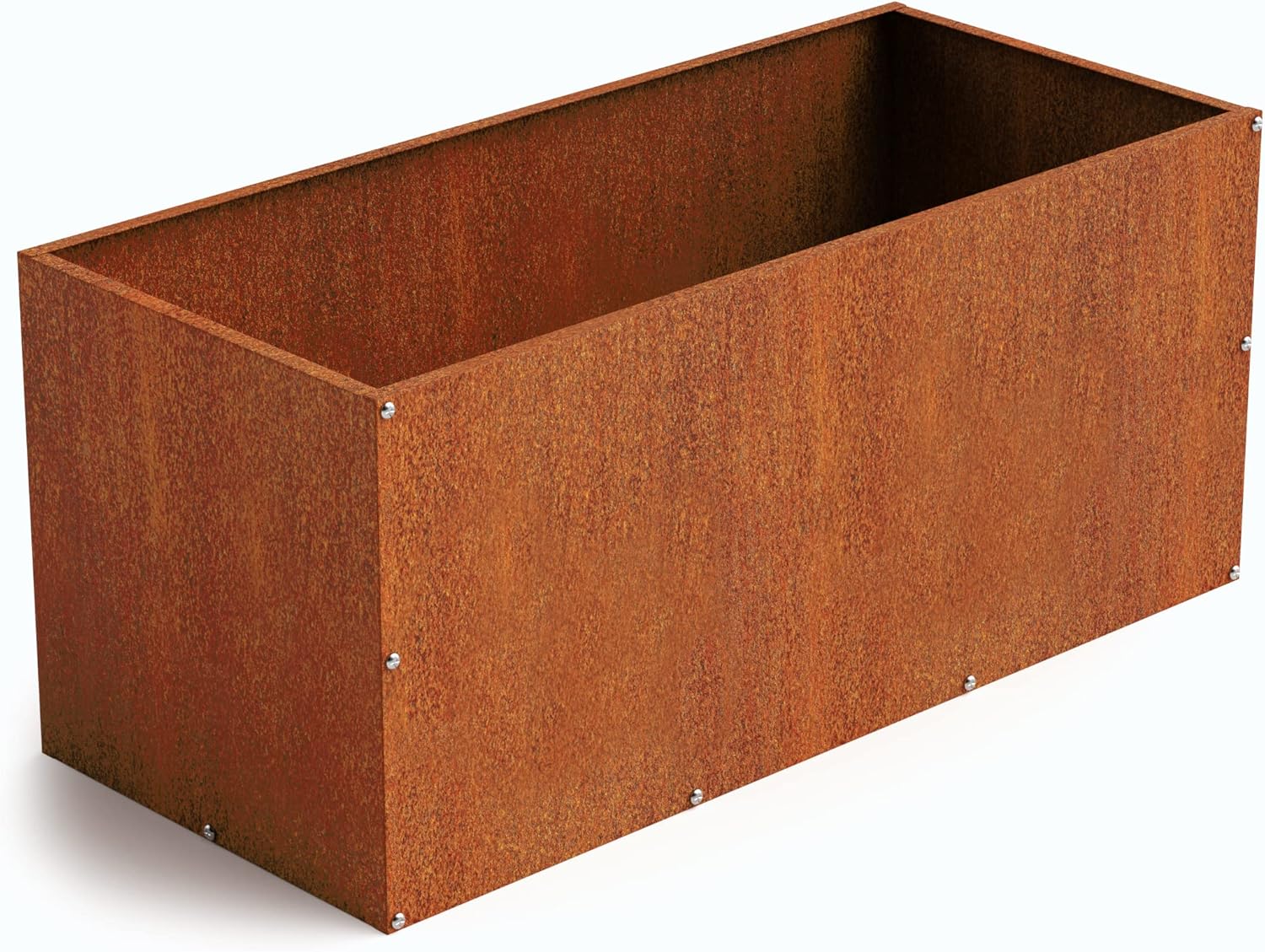 DIY CARTEL Corten Steel Rectangular Outdoor Planter Box, Rustic & Modern Farmhouse Design, Large