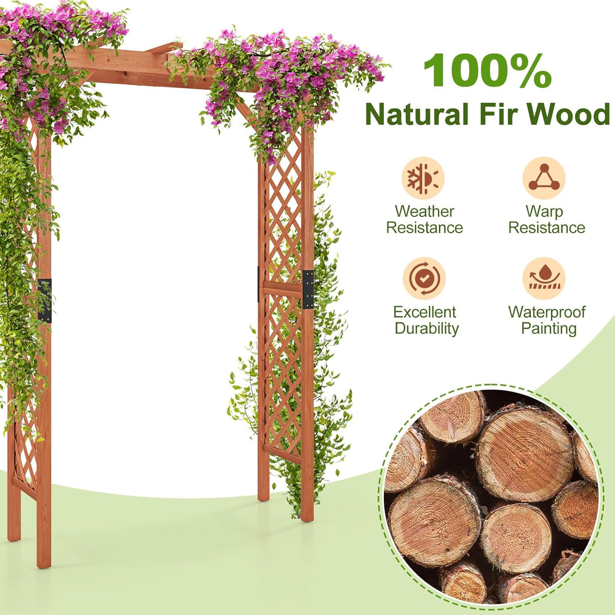 Giantex 7FT Wood Garden Arbor Trellis, Wedding Arch for Outdoor Patio Birthday Bridal Party Prom