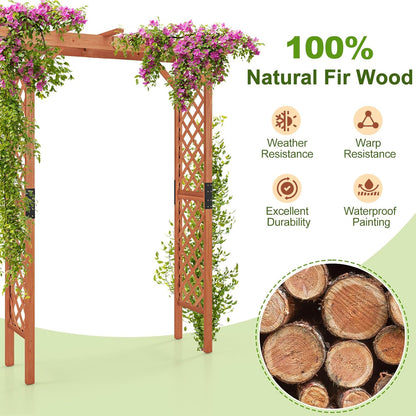Giantex 7FT Wood Garden Arbor Trellis, Wedding Arch for Outdoor Patio Birthday Bridal Party Prom