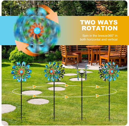 Wind Spinners for Yard and Garden - Wind Sculptures & Spinners, 75 Inch, Navy Blue, Kinetic Art
