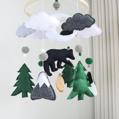 Woodland Mobile for Crib Bear Baby Mobile for Crib Woodland Crib Mobile for Boys Girls Forest Baby