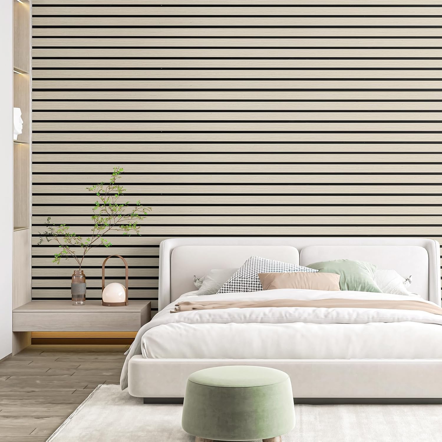 Art3d 4-Pack Glue-On Six-Grid Wainscoting Panel for Interior Wall Decor - 104 x 12 Inch Polystyrene