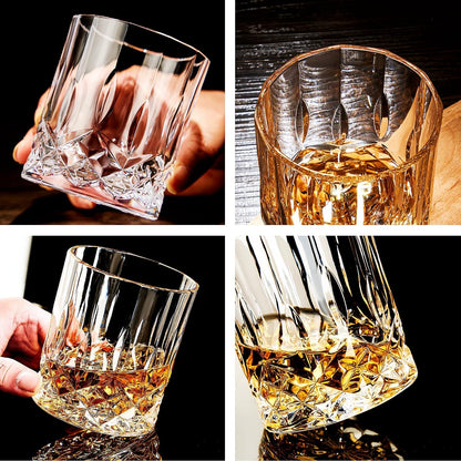 Whiskey Glasses Set of 4,Rock Glasses,11 oz Lead-Free Crystal Bourbon Glass,Old Fashioned Glass for