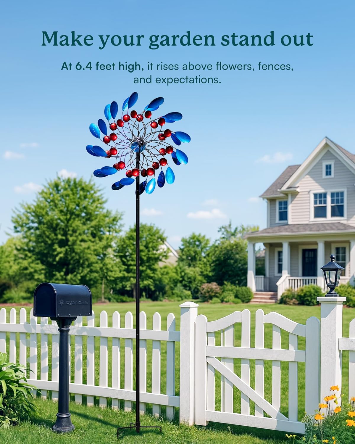 Solar Wind Spinners Outdoor, Colorful Large Garden Wind Spinners with Stake, Lawn Decor Windmill