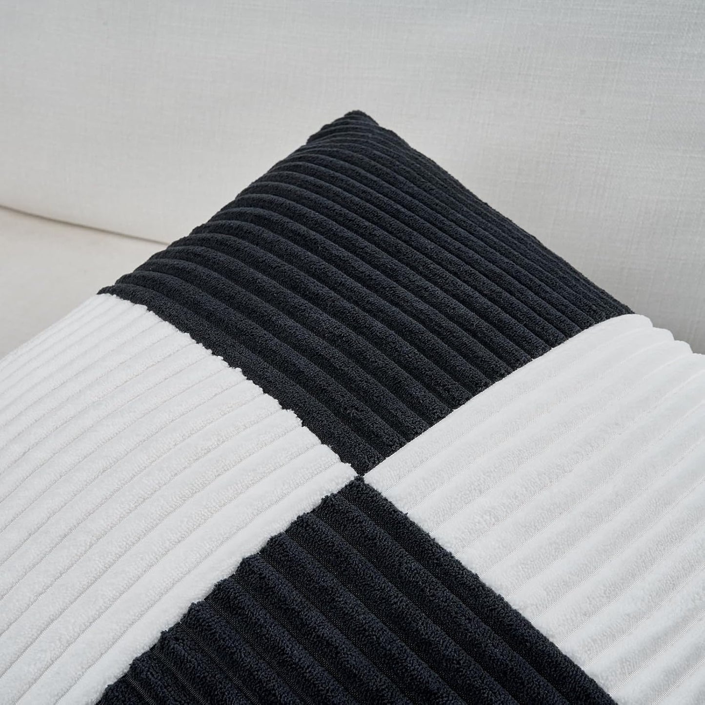 Fancy Homi Set of 2 Black White Lumbar Decorative Throw Pillow Covers 12x20 Inch for Living Room