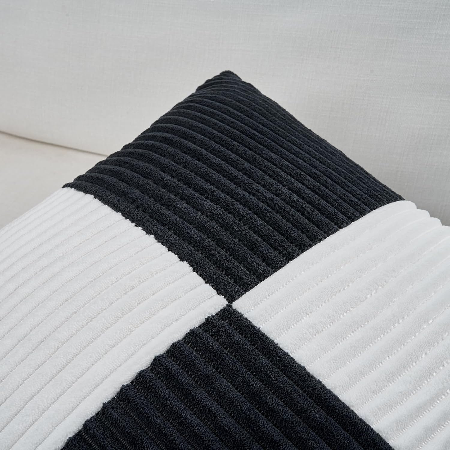 Fancy Homi Set of 2 Black White Decorative Throw Pillow Covers 20x20 Inch for Living Room Couch Bed