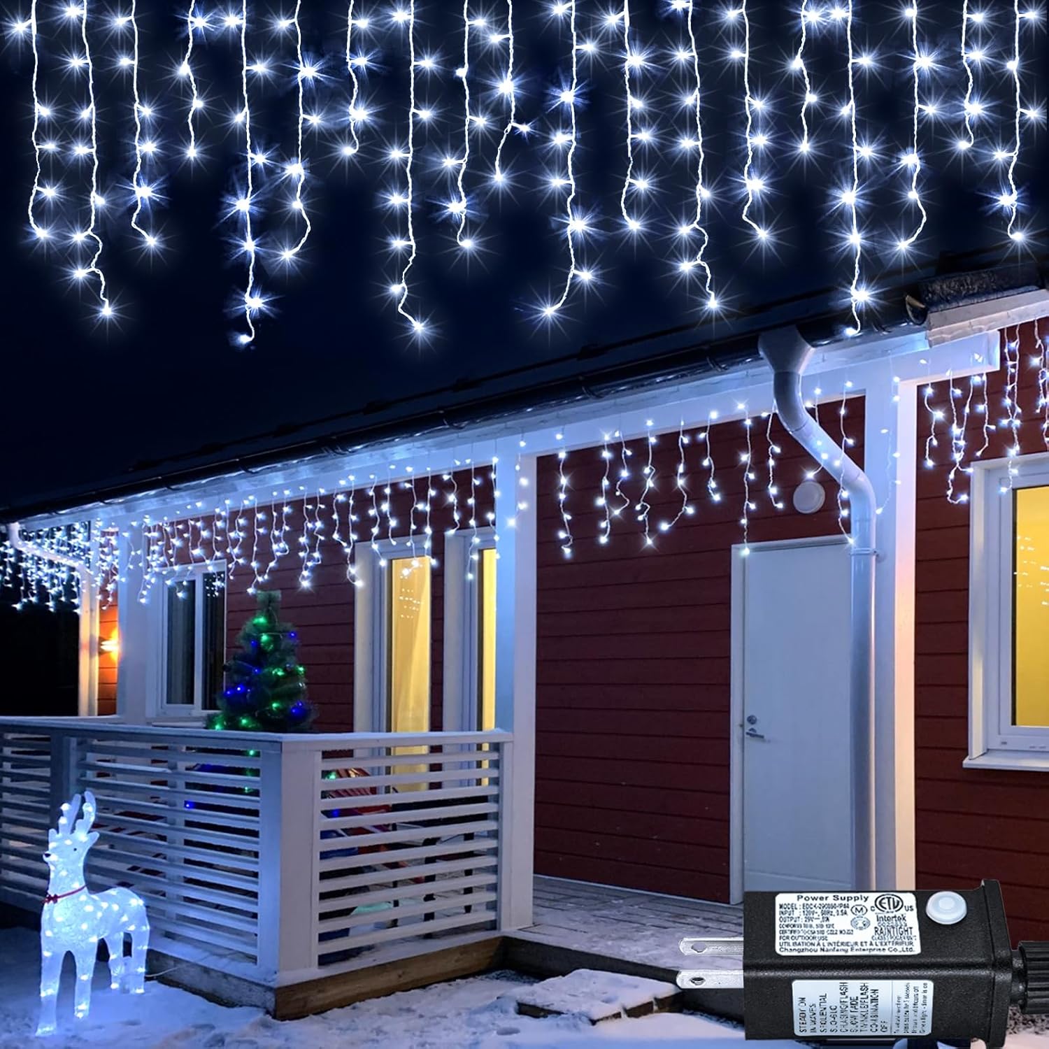 White Christmas Lights Outdoor - 33ft 400 LED Icicle Lights for Outside House, Twinkle Outside