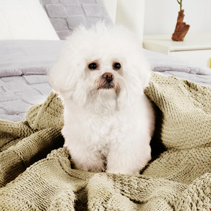 Amélie Home Chenille Knit Throw Blanket for Couch, Checkered Texture Decorative Soft Blanket for