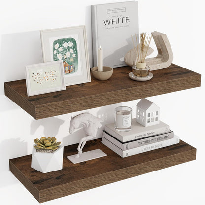24 Inch Floating Shelves, 24"x9.25"x1.5" Inch Deep Floating Shelves for Wall, Wooden Shelves for