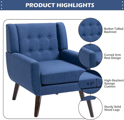 UIXE Accent Chair, Modern Upholstered Armchair in Fabric for Living Room, Comfy Club Arm Chairs