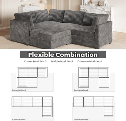 ovios Sectional Sofa Couch with L-Shape Chaise Sofa Bed, Comfy Modular Cloud Couches with Deep