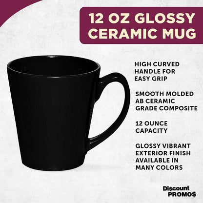 DISCOUNT PROMOS Glossy Ceramic Latte Coffee Mug 12 oz. Set of 10, Bulk Pack - Perfect for Tea