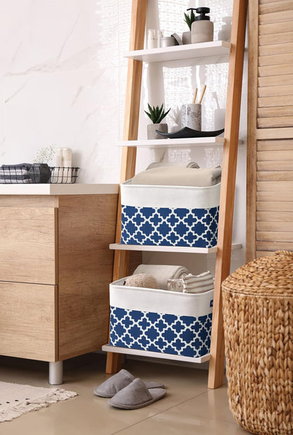 DECOMOMO Blue Storage Bins Fabric Storage Baskets for Shelves, Linen Closet Organization Toys