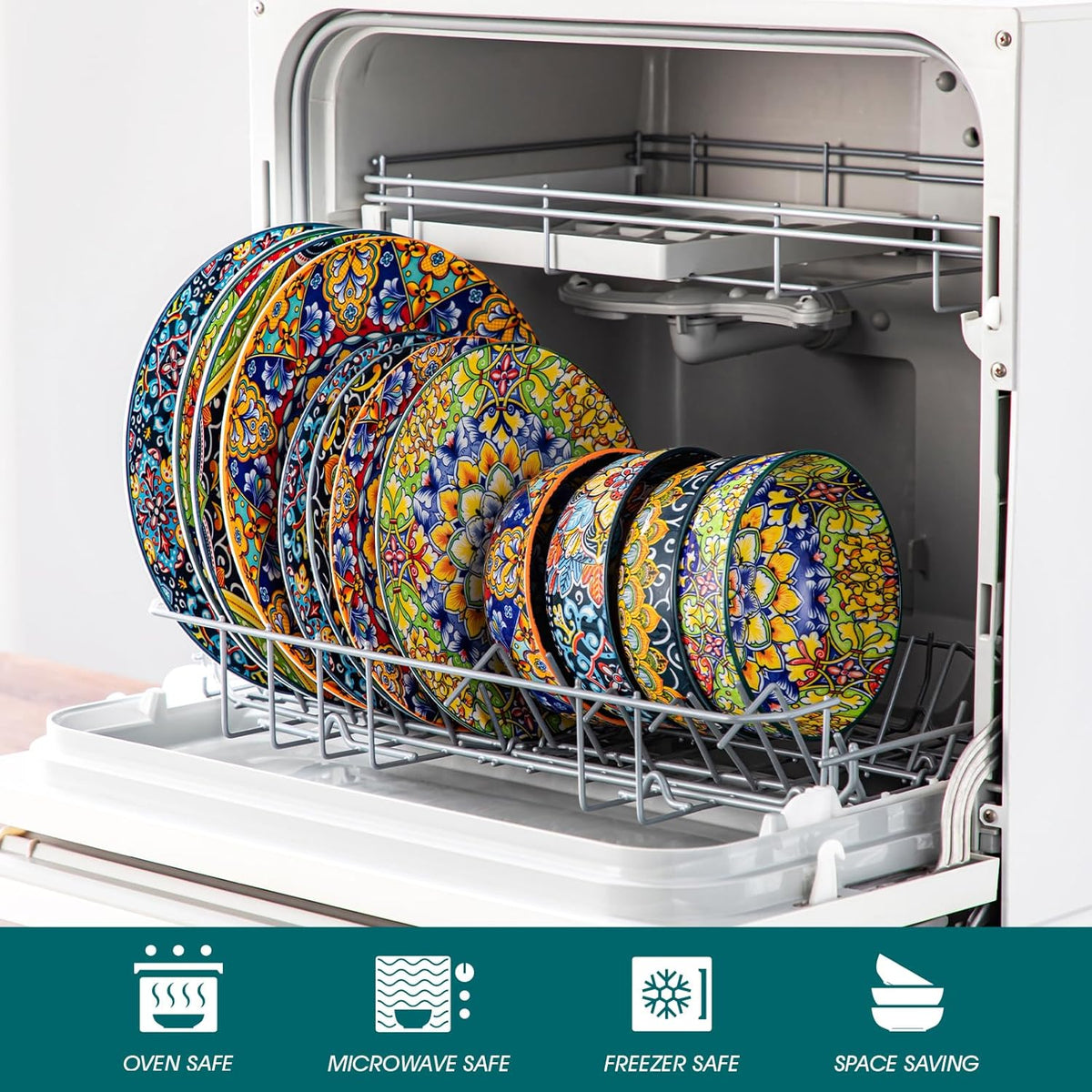 vancasso 12 Pieces Dinnerware Sets, Plates and Bowls Set, Porcelain Dishes Set for 4, Microwave and