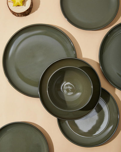 Santorini Mist Terracotta Reactive Glaze Plates and Bowls Sets, Stoneware Dinnerware Sets