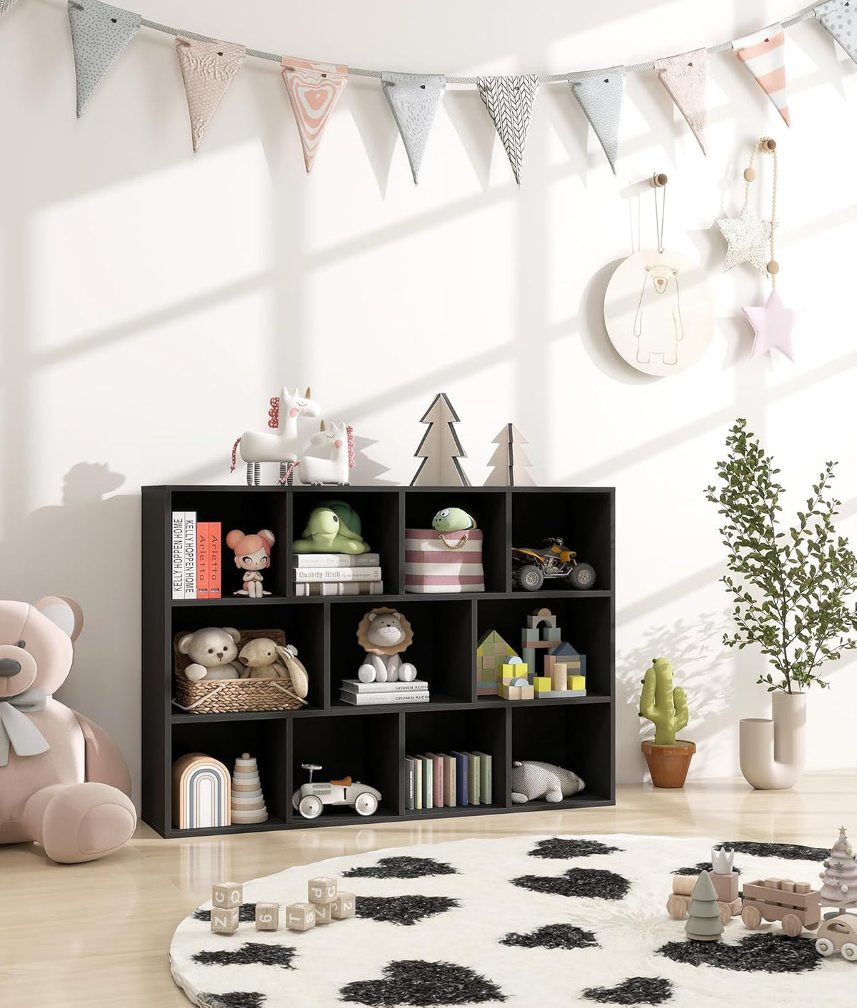 11 Cube Kids Toy Storage Organizer with Kids Shelf, Baby Bookshelf for Nursery, 3-Tier Children