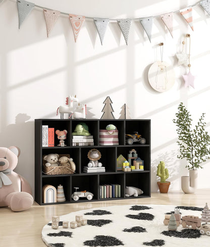 11 Cube Kids Toy Storage Organizer with Kids Shelf, Baby Bookshelf for Nursery, 3-Tier Children