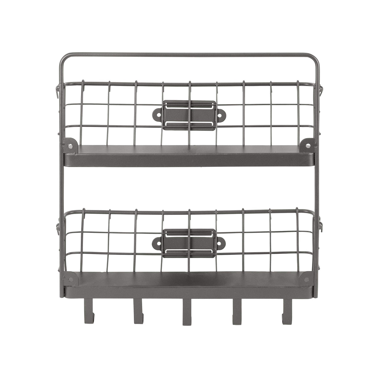Spectrum Mail and Key Organizer for Wall, Vintage 2-Tier Mail Holder for Wall with 5 Key Hooks