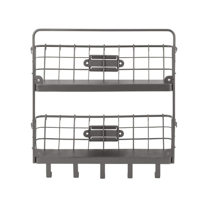 Spectrum Mail and Key Organizer for Wall, Vintage 2-Tier Mail Holder for Wall with 5 Key Hooks