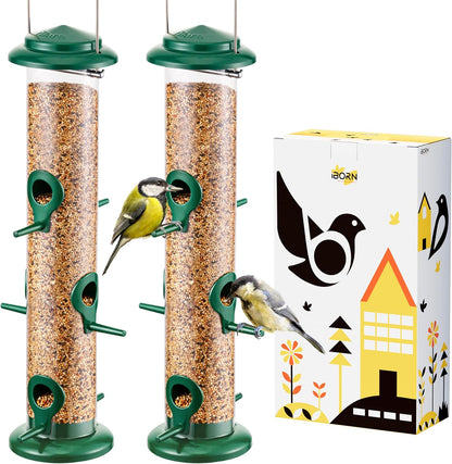 iBorn Metal Bird Feeders 6 Ports Hanging Wild Bird Seed Feeder for Mix Seed Blends, Niger Seed