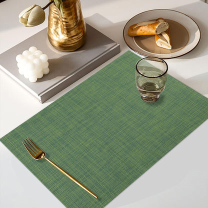 Vinyl Placemats Set of 4, PVC Woven Washable Non-Slip Table Mats, Heat Resistant Wrinkle Free Place