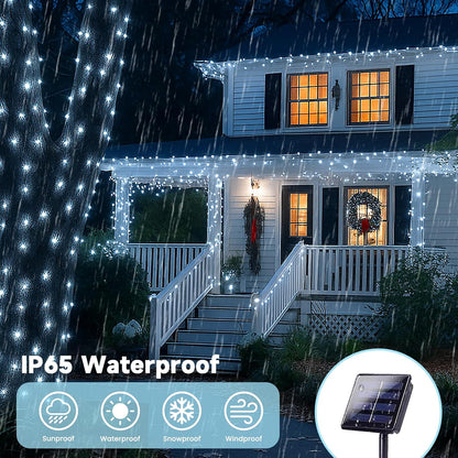 SANJICHA 2-Pack Each 72FT 200 LED Solar String Lights Outdoor, Waterproof Solar Fairy Lights Silver