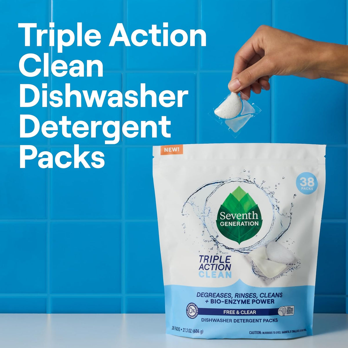Seventh Generation Triple Action Clean Automatic Dishwasher Detergent Packs with Bio-Enzyme Power