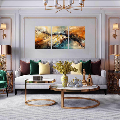 Abstract Wall Canvas Art for Living Room - Modern Art Work for Office Walls - 3 Piece Pictures Wall